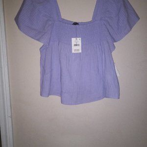 Cotton: On, flutter sleeve, lilac colored shirt size XS